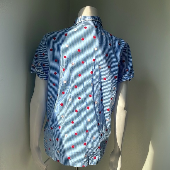 J. Crew Factory cotton pj top preppy striped apple print size smal - Picture 5 of 7